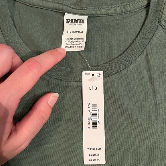 🆕VS PINK | Dreamer Cotton Crop Tee- Chasing The Sun Graphic in Forest Link Large - Picture 6 of 6